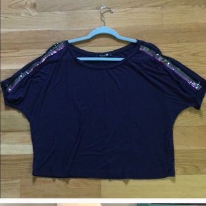Forever 21 Tops - 3/$20! Navy & sequin crop top Forever 21 Tops - 3/$20! Navy & sequin crop top